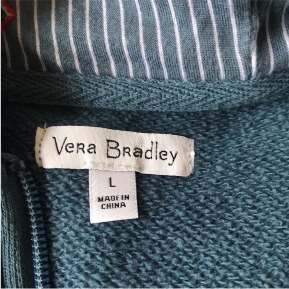 Vera Bradley Blue Zip Hoodie Jacket Thumbhole Cotton Blend Large - Picture 10 of 14